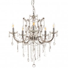 Φωτιστικό Κρεμαστό 6xE14 Μεταλλικό Κρύσταλλα και Γυαλί σε Οξυντέ 5244-6-O